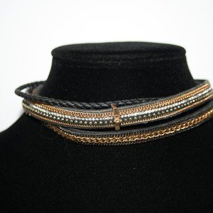 Beautiful black and gold choker necklace Magnetic clasp 14"